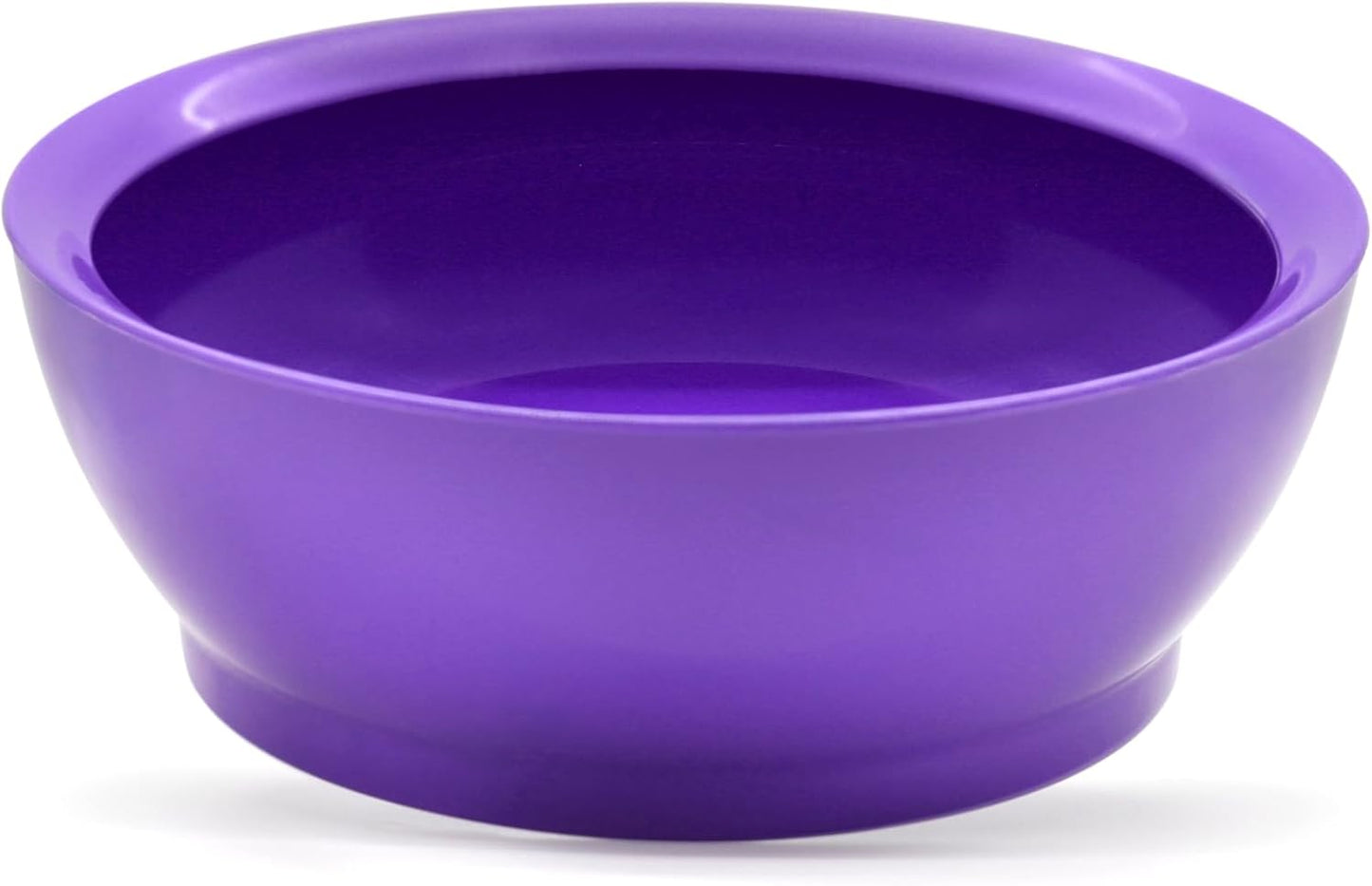 Large Non-Spill Plastic Bowl Set - 28oz Reusable Kitchen Bowls with Concave Inner Lip and Non-Slip Base - For Cereal, Soups, Mixing and Serving - Set of 4 - Sunset Purple