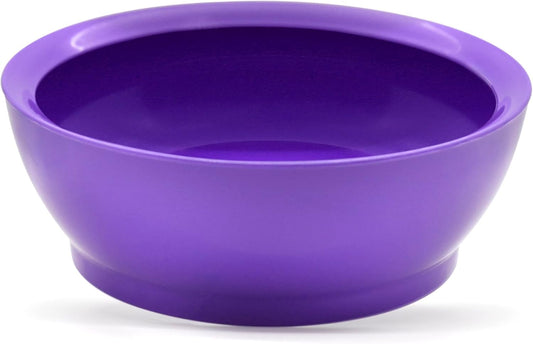 Large Non-Spill Plastic Bowl Set - 28oz Reusable Kitchen Bowls with Concave Inner Lip and Non-Slip Base - For Cereal, Soups, Mixing and Serving - Set of 4 - Sunset Purple