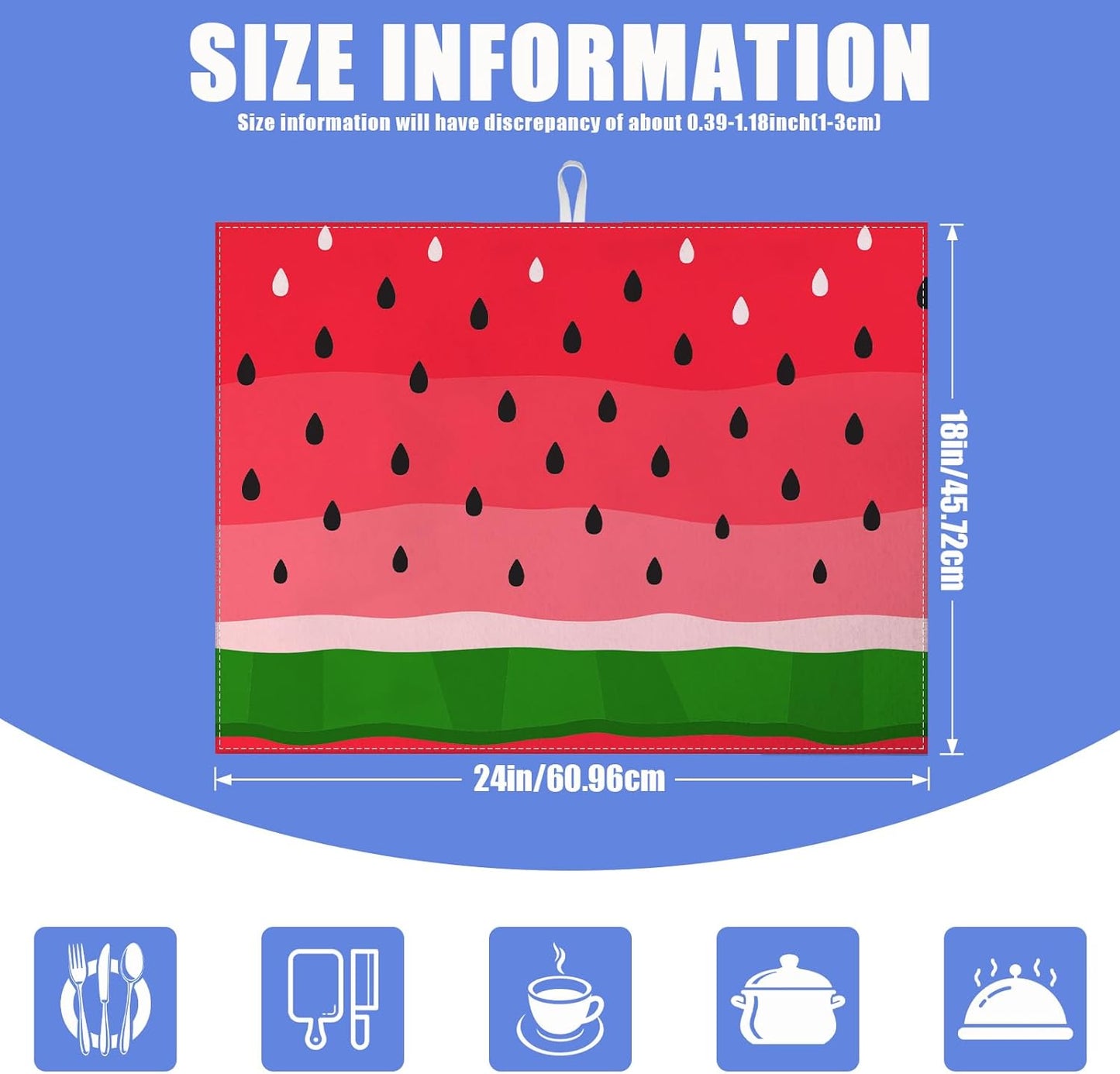 Watermelon Dish Drying Mat for Kitchen Counter Fruit Drying Pad Absorbent Reversible Dish Drainer Rack Mats Draining Pad 18"x24"Inch