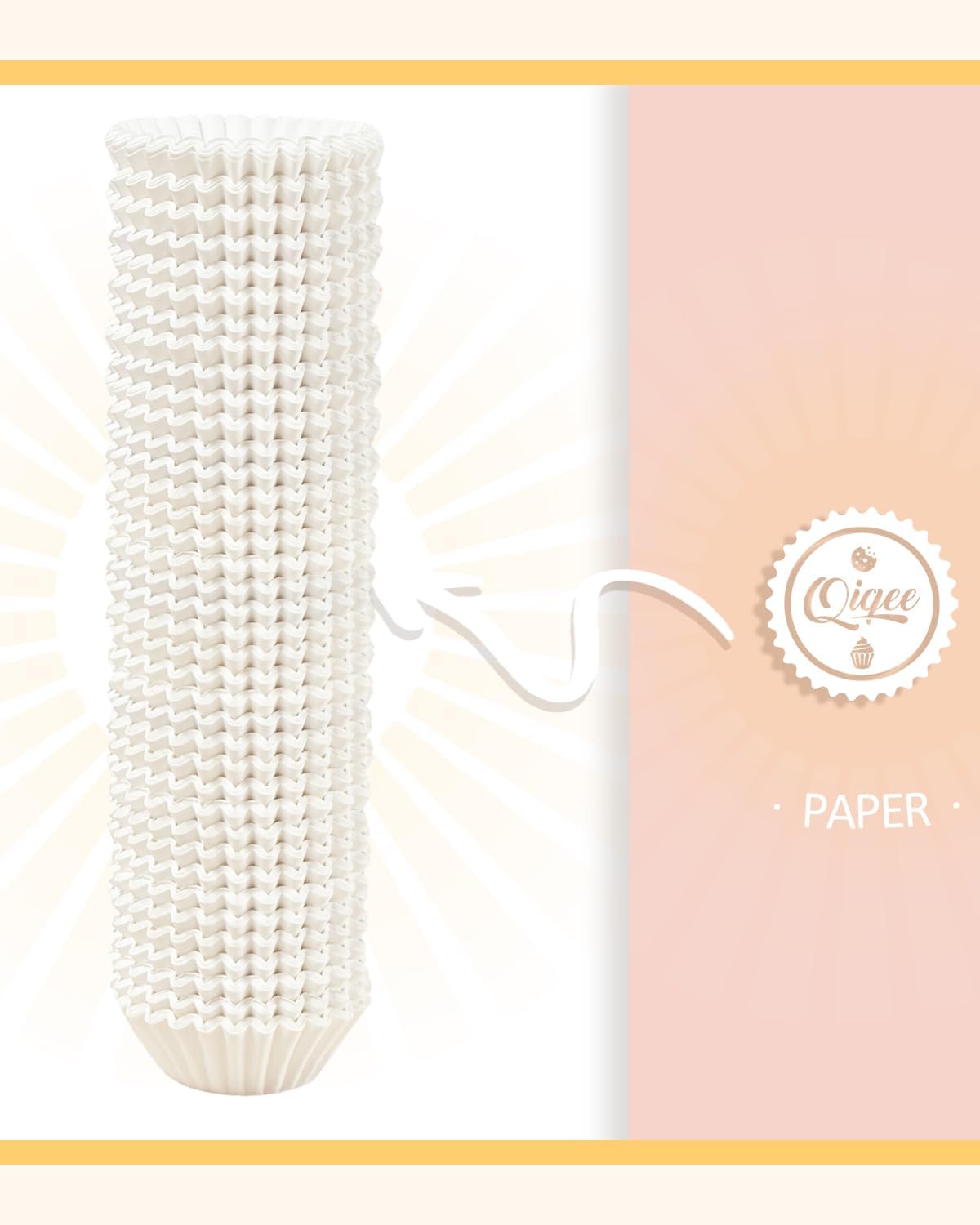 qiqee 1000 Count Mini Cupcake Liners White Muffin Liners Food Grade Baking Cups Paper No Smells（Small Size）
