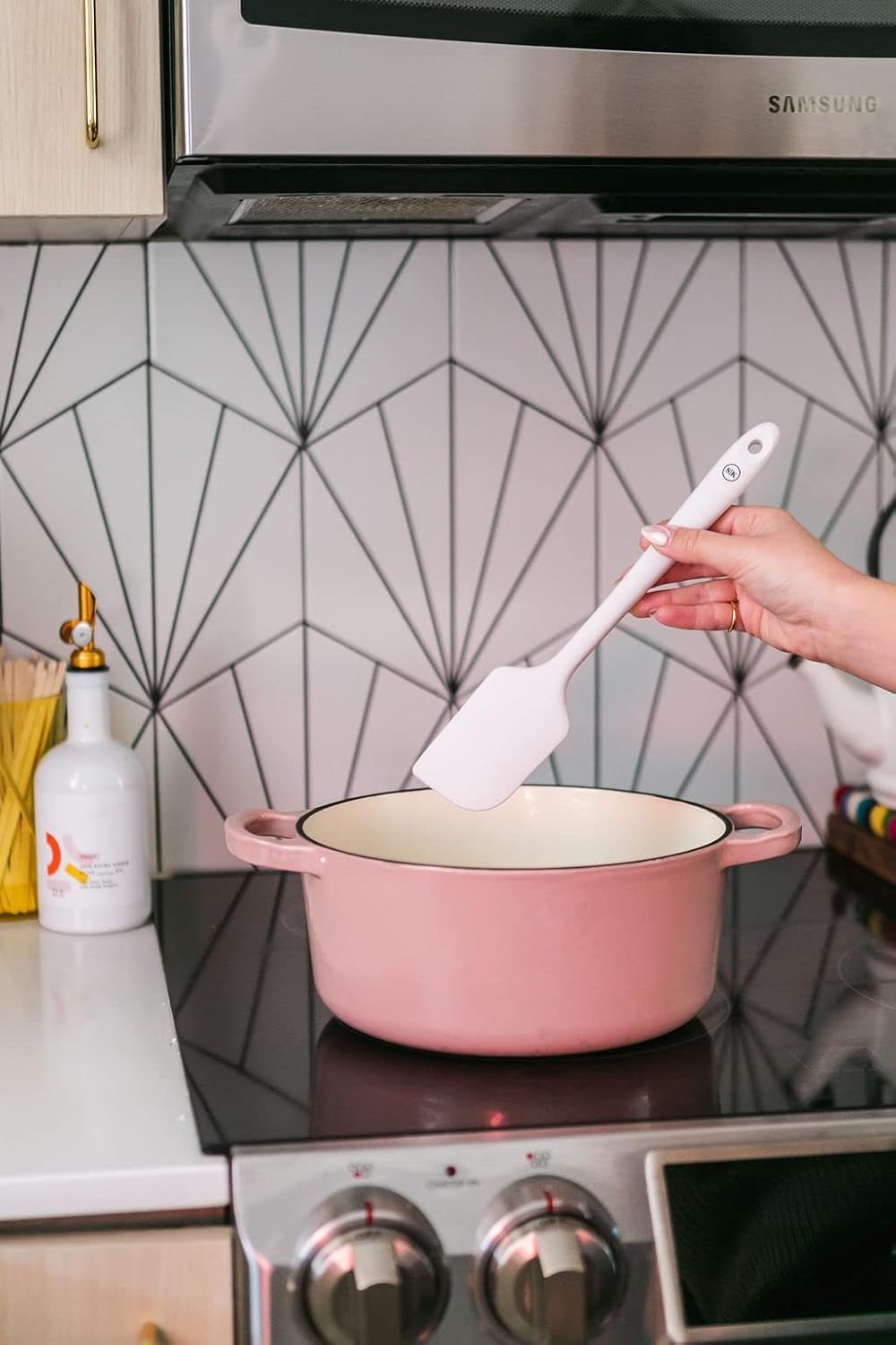 The Silicone Kitchen Improved Spatula, Skinny Spatula, Spoonula in Designer White, Silicone Spatula Set 3 Piece, Off-White