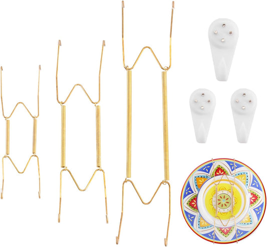 3 Pack 8/10/12 Inch Decorative Plate Medium Plate Hangers for The Wall, Invisible Stainless Steel Wall Hangers for Display with Hooks, for Platter/Dish/Picture