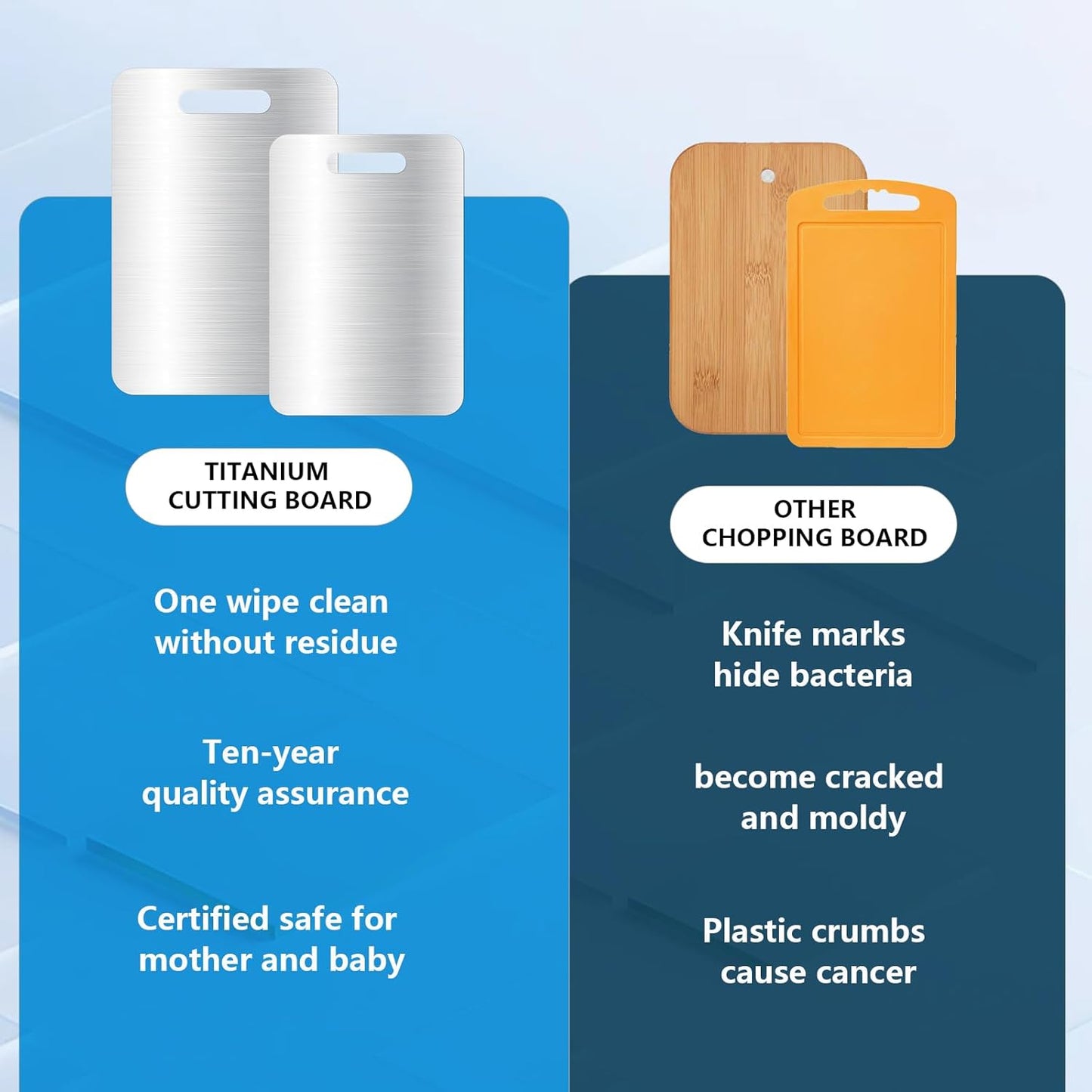 Titanium Cutting Board Set of 1, 15 * 11.5inches,Titanium Cutting Boards for Kitchen, Food Grade Metal Double Sided Chopping Boards for Kitchen Counter Meat Vegetable Fruit Outdoor Camping