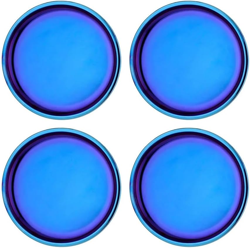 Ahimsa Stainless Steel Plates for Kids - 9" Round Blue Toddler Plates, Non Toxic Plate, BPA Free & Dishwasher Safe (Set of 4)