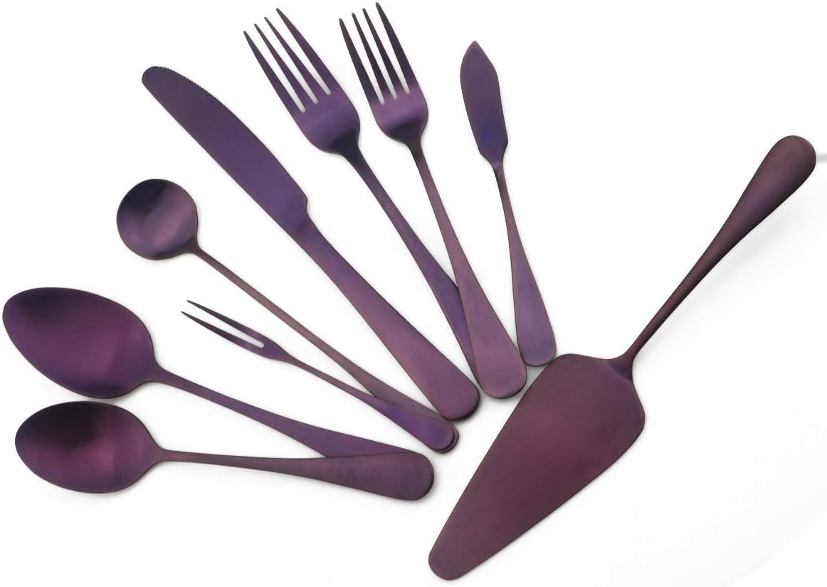 Gugrida Luxury 18/10 Stainless Steel Flatware Set Matte Black Silverware Set