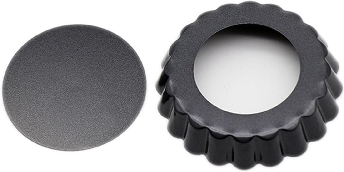 Mantouxixi 4 Inch 12 Packs Egg Tart Molds with Removable Bottom, Non-Stick Pan Carbon Steel Pie EggTart Molds, Muffin Cupcake Pudding Baking Cakes Cup Maker