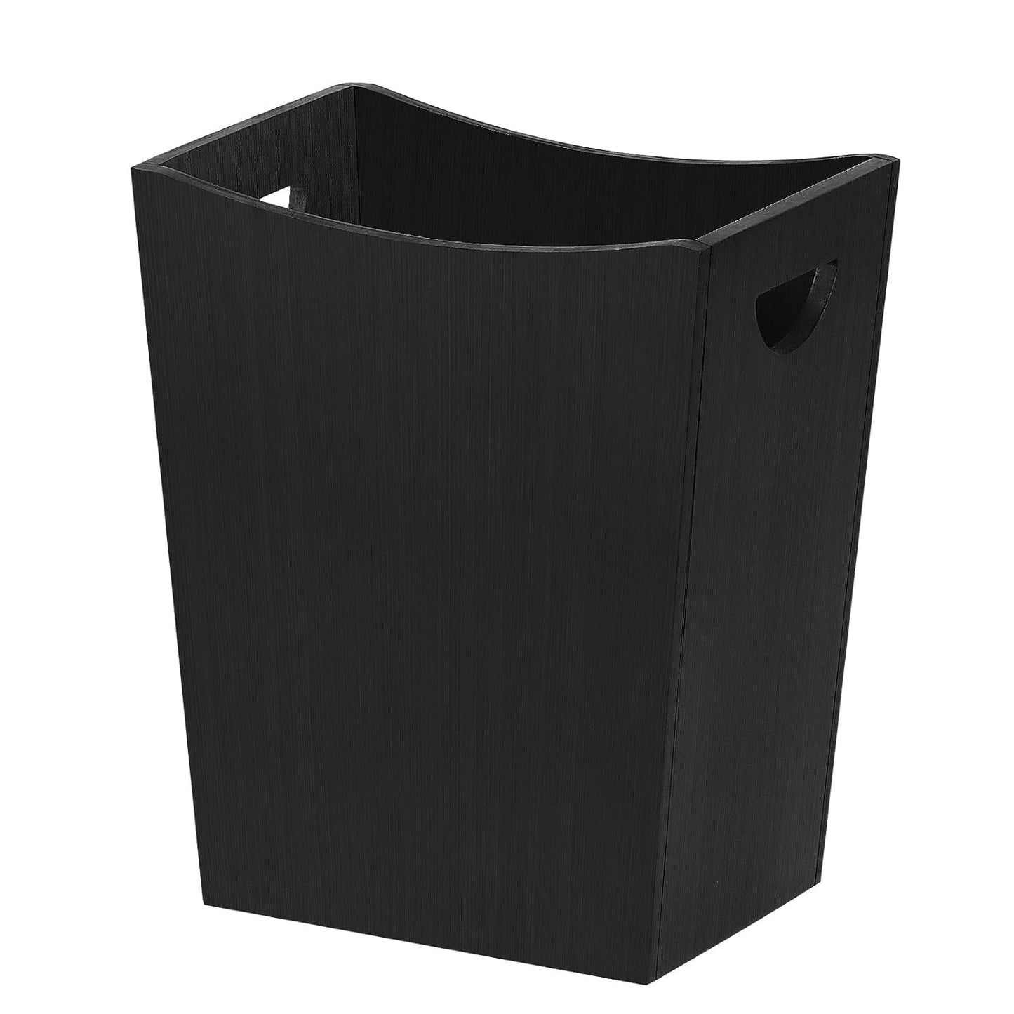 SEHERTIWY Wood Trash Can, Farmhouse Wastebasket Bin for Bathroom, Office, Bedroom, Living Room, Small Square Rustic Garbage Container (Wood-Black)