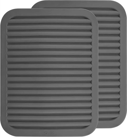 Silicone Trivets Set 2, Big Trivets Mats for Hot Pots and Pans, Heat Resistant Hot Pads for Kitchen Counter, Multi-Purpose & Versatile Trivet Mats, Silicone Pot Holder Pads 9"X12" Dark Grey
