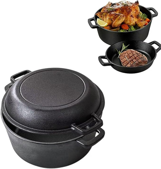 Dutch Oven Pot with Lid, 10 Inch Enameled Cast Iron Dutch Oven for Bread Baking, Camping Cookware, Perfect for Frying, Frying Steaks & Stewing Soups at Home