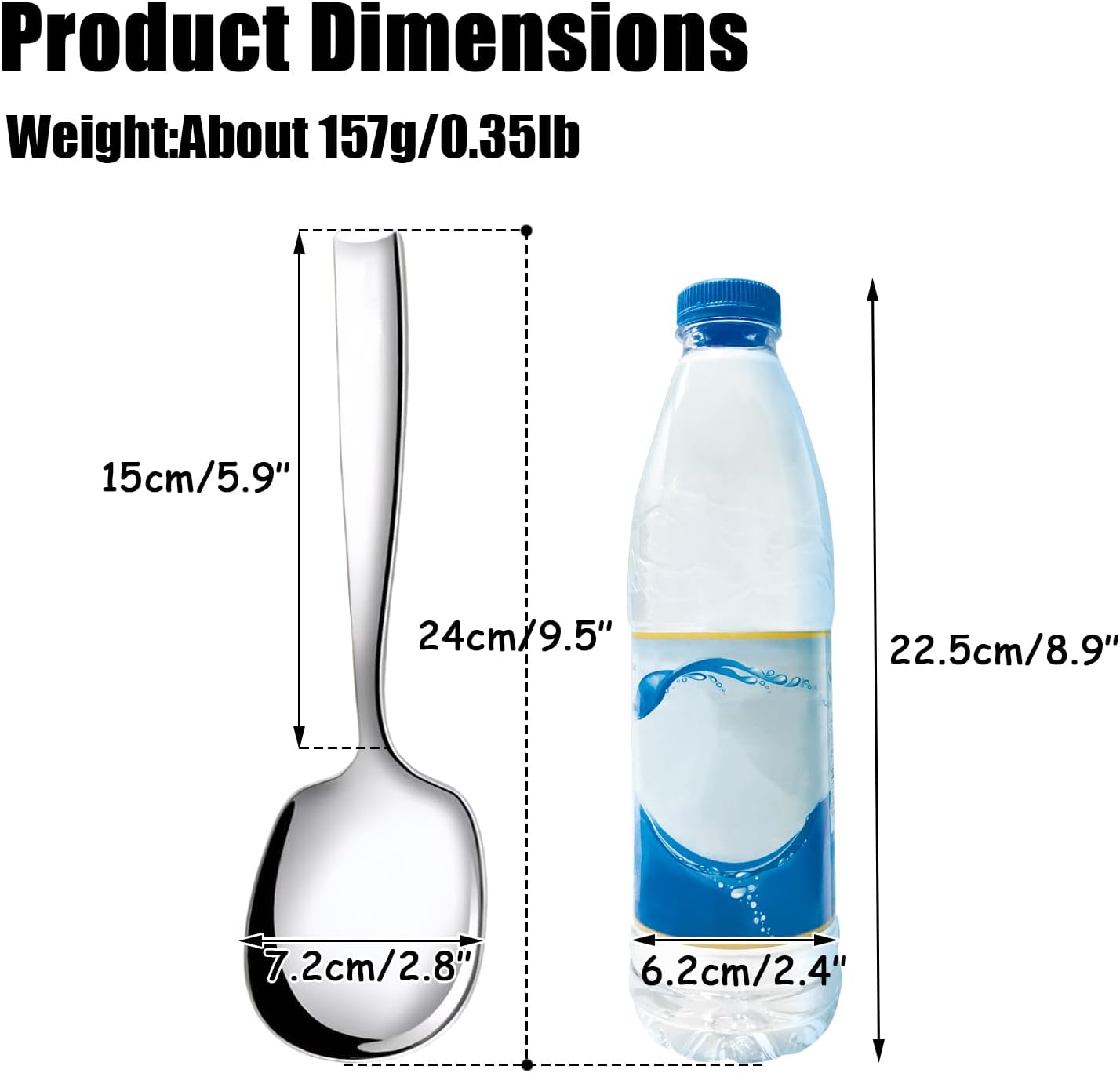 X-Large Buffet Serving Spoons,Heavy Duty Square head 9.5X2.8 inches 316L Stainless Steel Serving Spoons Pack of 2,Silver