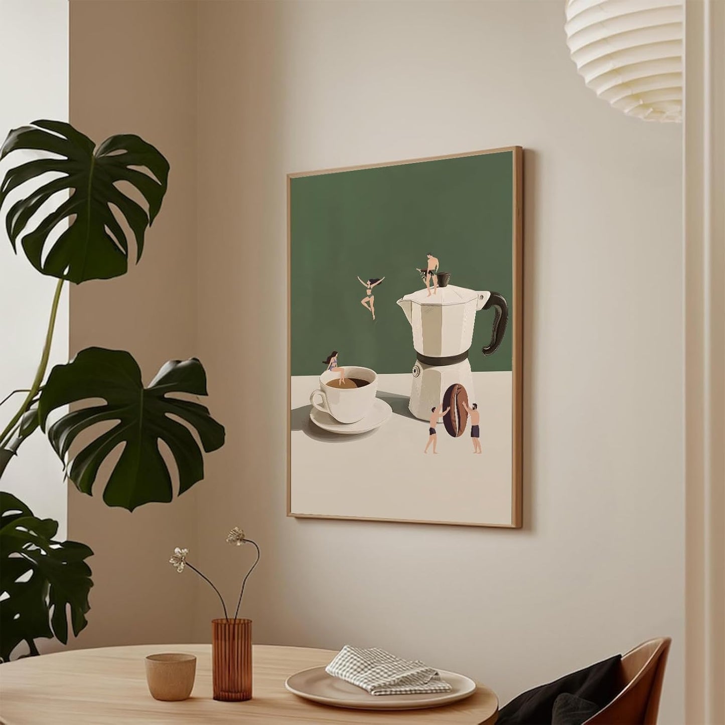 ZHGYGBN Kitchen Wall Art Vintage Abstract Kitchen Poster Restaurant Picture Funny Coffee Canvas Wall Art Ideas Bar Lovers Gift 16x24Inch Unframed Decor for Coffee Shop Home Bar Modern Living Rooms