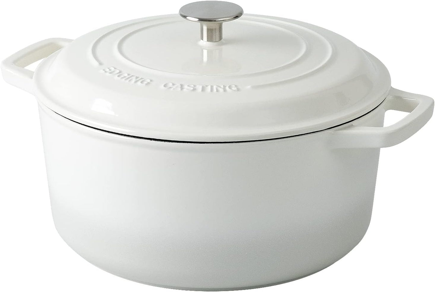 Enameled Cast Iron Dutch Oven Pot With Lid, Dutch Oven for Sourdough Bread Baking Round Pot Dule Handle, 7.5 Quart, White
