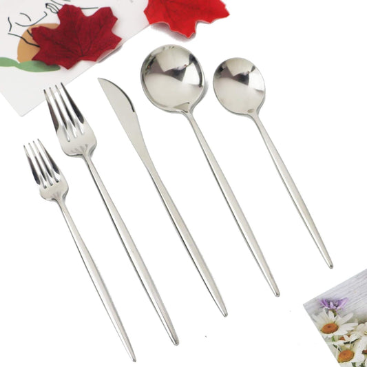 JASHII 20 Pieces Flatware Set, 18/10 Stainless Steel Utensils, Service for 4, Heavy Duty Silverware Gift, Dishwasher Safe, Mirror Polished Dinner Knife, Fork, Spoon for Restaurant (Silver)