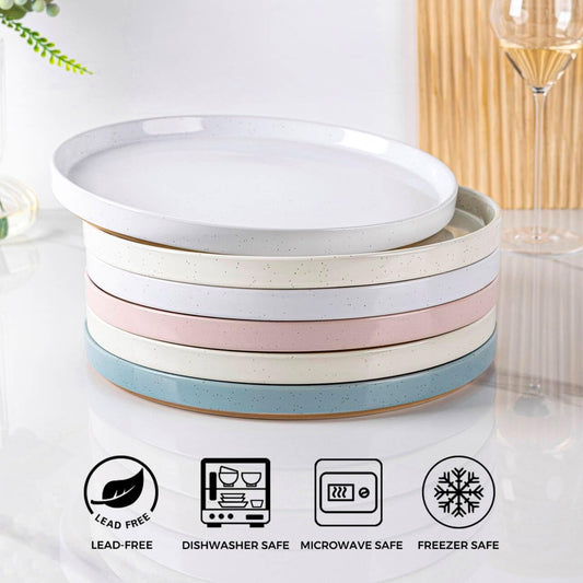 AmorArc Ceramic Dinnerware Set for 8 | Handpainted Stoneware Plates and Bowls with Rustic Terracotta Underside| Scratch Resistant,Dishwasher & Microwave Safe Dishes Sets- 24pcs Colorful