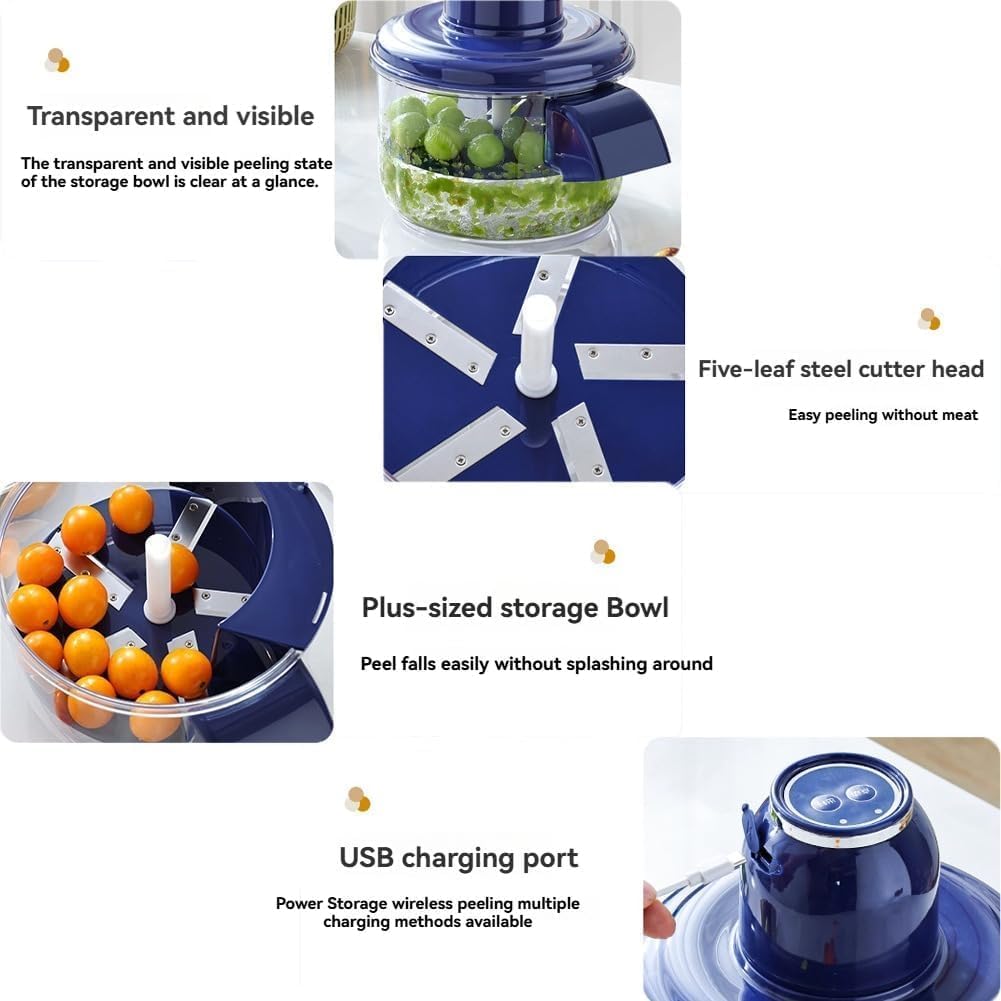 Automatic Grape Peeler Machine, Electric Garlic Peeler & Cherry Tomato Skin Remover Tool for Small Fruits, Efficient Peeling Kitchen Gadget for Home Use (Blue)