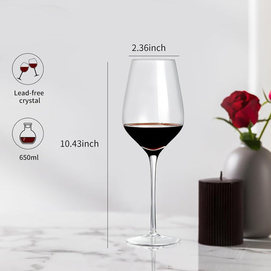 ACHEER Long Stem Crystal Bordeaux Red Wine Glasses Set of 2,Large 20 Oz, Hand Blown,Lead-Free, Clear, Crystal Wine Glass, Gift Box,-Perfect present for any Occasion,Gift for Men,Women