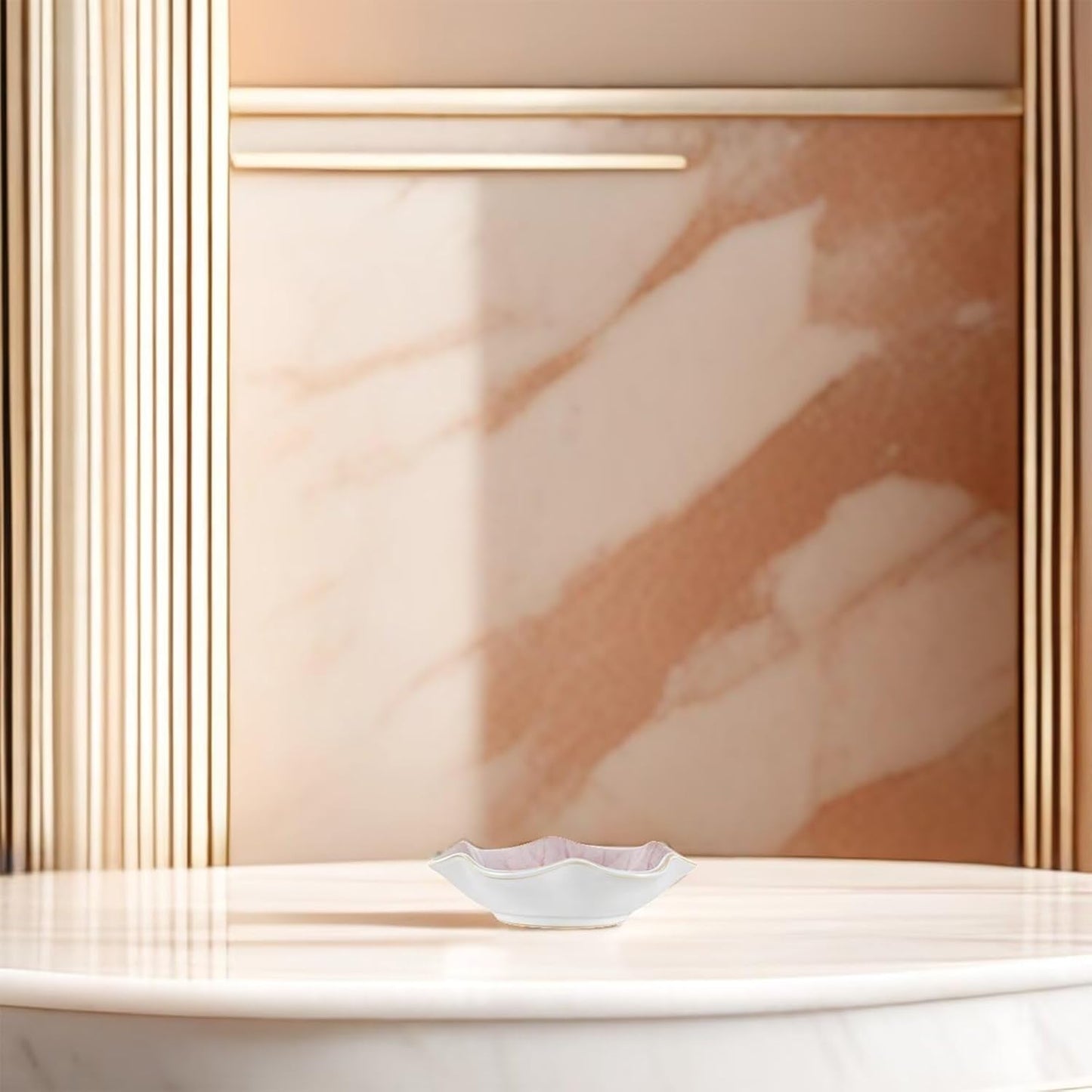 2Pcs Ceramic Jewelry Dish - Lotus Leaf Shape, for Ring Holder Necklace Small Key, Suitable for Mother Friend Sister, Gifts for Women, Cute Plate Trinket Tray, Home Decor (Pink-2PCS)