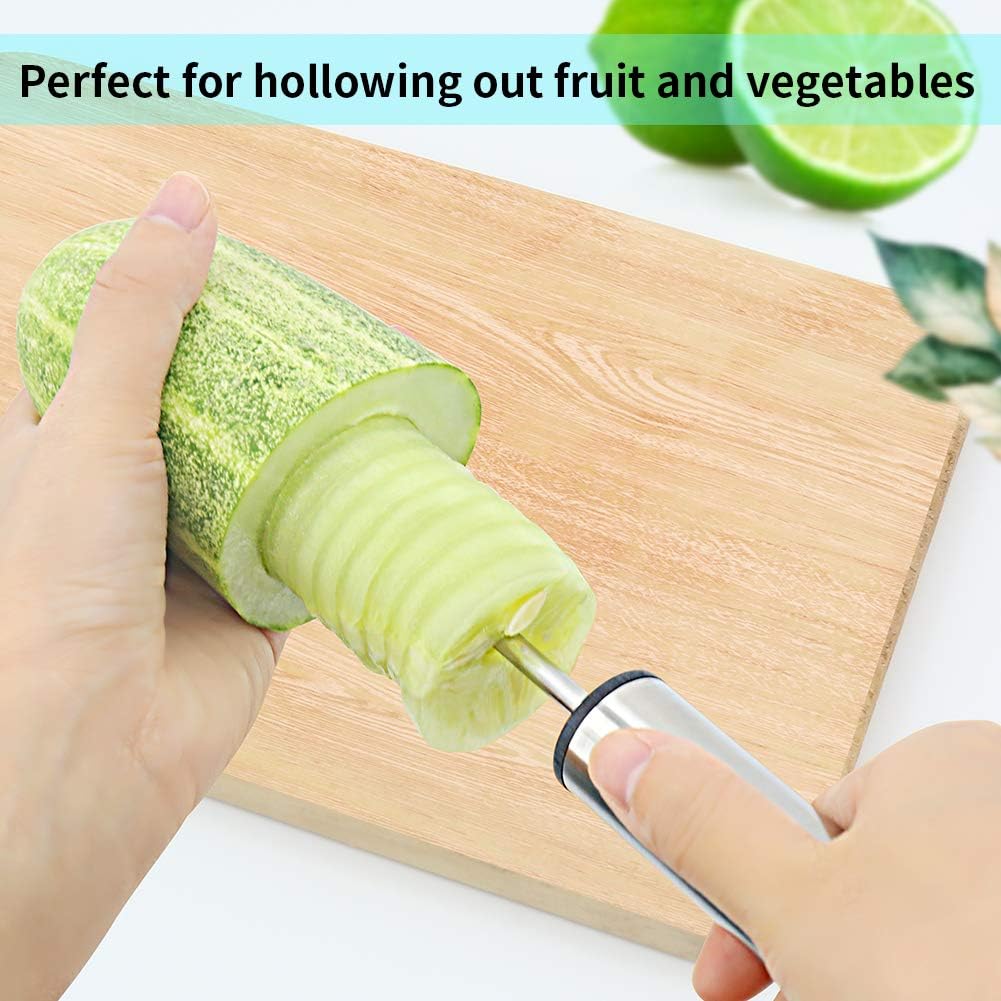 Newness Vegetable Corer, [Multi-Purpose, Sharp Blade] Veggie Corer Drill Fruit Corer with Ergonomic Anti-Slip Handle, 4 Sizes Veggie Drill for Coring and Hollowing out Zucchini, Potatoes, Carrot