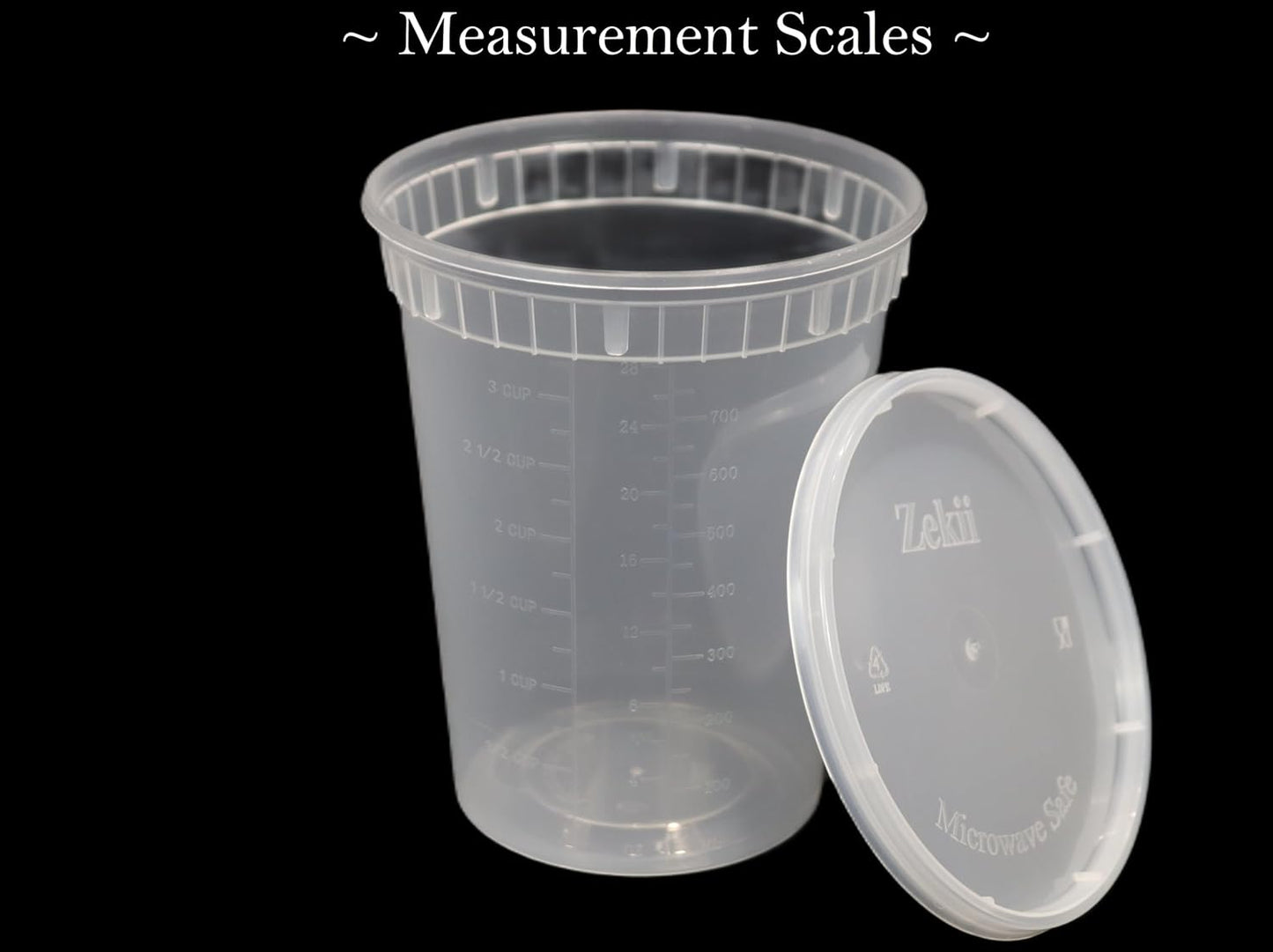 Zekii EXTRA THICK Deli Containers with Lids, Soup Containers w/Lids Airtight, 24Sets 32oz, Disposable, BPA Free, Takeout soup Cups, Meal Prep, Food Storage w/Measurements