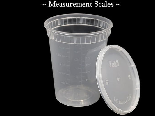 Zekii 24 sets Mix Size Deli Containers with Lids, 8x 8oz, 8x 16oz, 8x 32oz, Soup Containers w/Lids Airtight, Disposable, BPA Free, Takeout soup Cups, Meal Prep, Food Storage w/Measurements