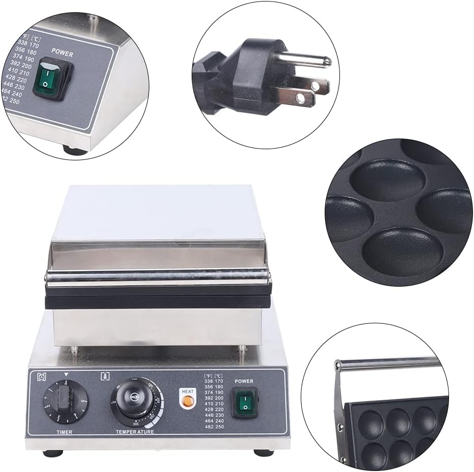 110V Pancake Making Machine 25PCS 1750W Commercial Electric Nonstick Stainless Steel Waffle Maker, with Thermostats & Timers Separate Control, for Home Kitchen Restaurant Bakery Leisure Snack Bar