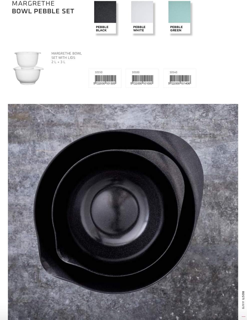 Rosti Precision Craft Mixing Bowl Set 2 Pcs Elevate Your Culinary Experience Stylish Nesting Bowls for Effortless Cooking and Baking- (Pebble Black)