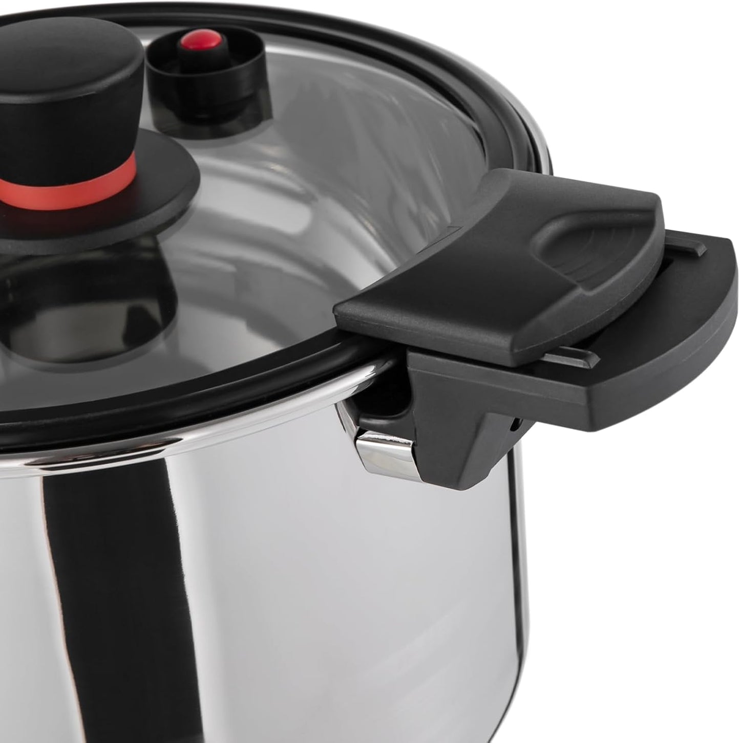 7.4Qt Pressure Pot, 60Kpa Pressure Canner Cooker with One-hand Operating Glass Lid, Stainless Steel Instant Fast Cooking Pot Suit for Family of 6-7 (Silver)