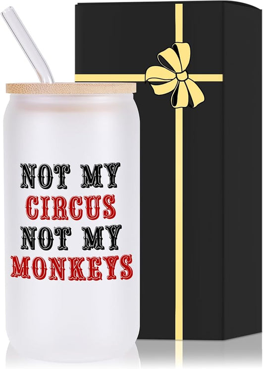 Monogrammed Glass Drinking Cup With Lid Straw Women White Elephant Gag Female Office Cowoker Funny Useful Unique Who Have Everything Gifts Adult Christmas Hilarious Cool Co Worker Colleague