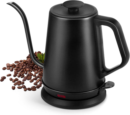 1L Electric Gooseneck Kettle, Tea Kettle for Boiling Water, Gooseneck Electric Kettle for Coffee & Tea, Fast Boiling for Pour Over, Auto Shut-Off, Boil-Dry Protection, 360° Rotational Base