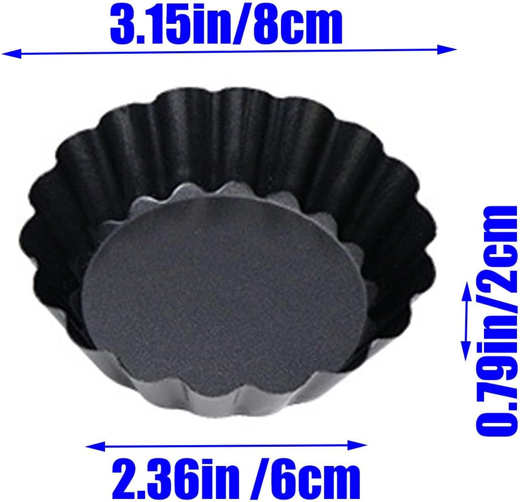 12 Packs 3 Inch Egg Tart Molds with Removable Bottom, Non-Stick Pan Carbon Steel EggTart Molds, Muffin Cupcake Pudding Baking Cup Maker - for Pies, Chinese Tart, Cakes