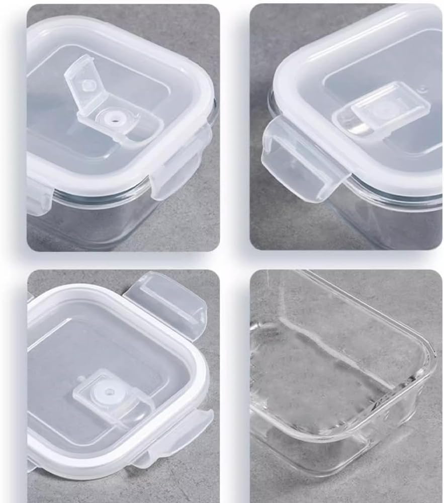16PC Square Glass Storage Containers With Lids, 2 Cup Glass Food Containers With Lids, Square Meal Prep Bowls, Small Bowls For leftovers, Dishwasher, Freezer Safe (8 lids & 8 Containers)
