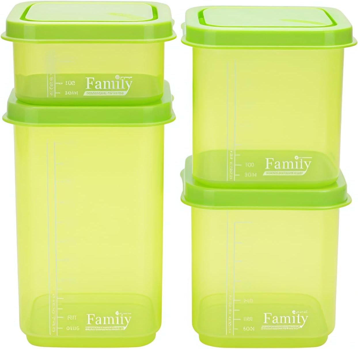 4PCS Family Airtight Food Storage Containers with Lids Set, BPA-Free Food Grade Plastic Stackable Snack Fruit Containers,Leak-proof Kitchen Pantry Organizers for Pasta, Nuts, Dry Goods (Blue)