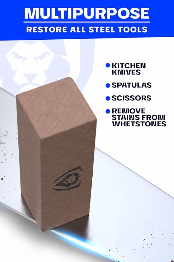 Dalstrong Premium Rust Remover & Eraser - Knife Maintenance and Care - For Knives, Scissors, Stainless Steel Pots and Pans, Whetstones - Sharp Polish for Tools - Calcium Carbonate