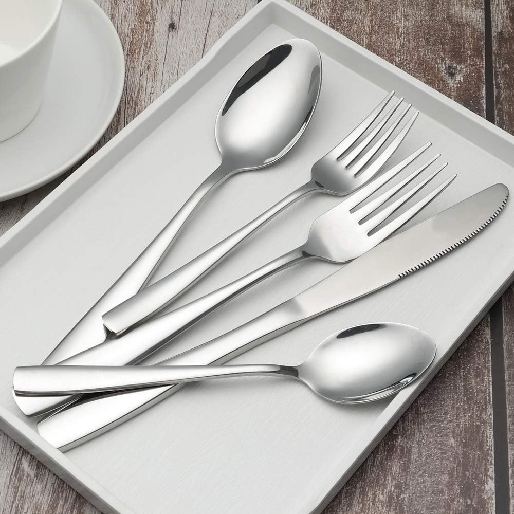 Asking 40-Piece Cutlery Set, Flatware Stainless Steel, Service for 8,
