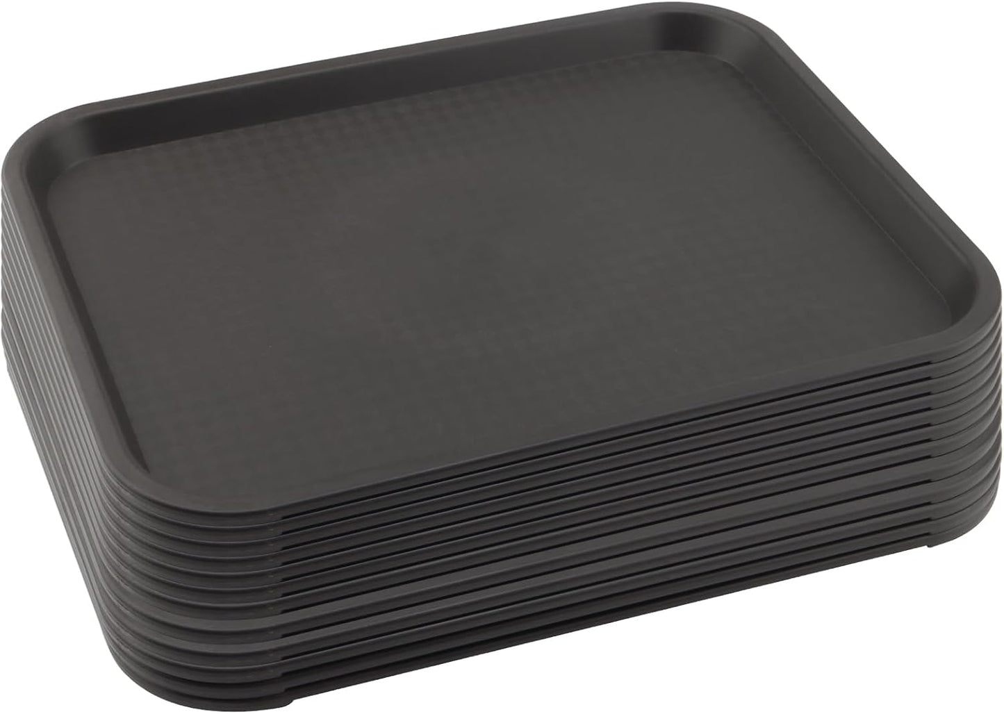 12 Pack 16 x 12 Inch Brown Fast Food Tray, Large Rectangular Restaurant Serving Trays, Plastic Cafeteria Trays School Lunch Trays