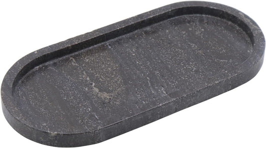 Natural Marble Tray, Oval Vanity Decorative Tray for Bathroom Counter, Countertop Stone Organizer, Catchall Tray for Kitchen, Perfume, Candles, Jewelry Dish Decorative Tray