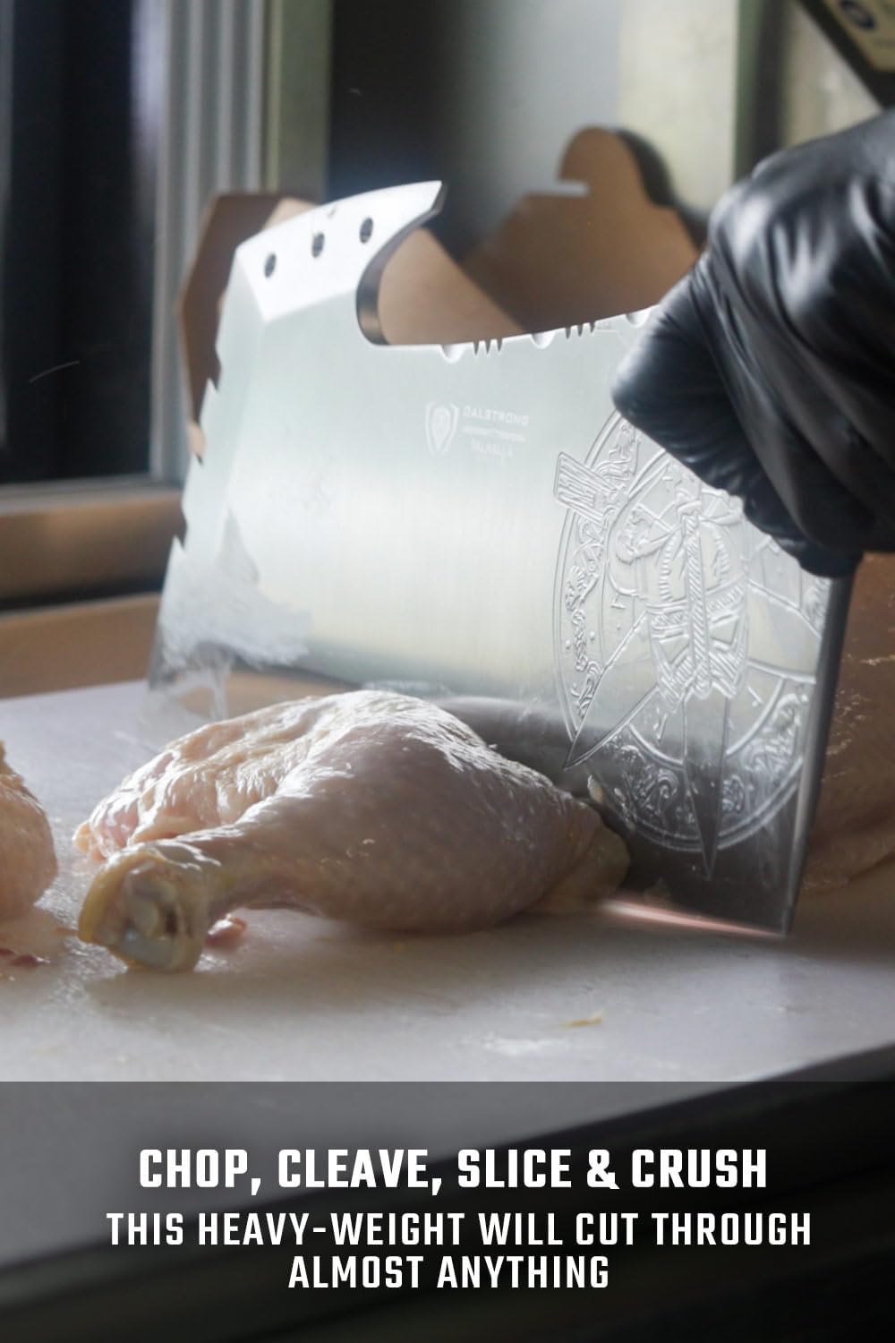 Dalstrong Meat Cleaver Knife - 9 Inch Obliterator - Valhalla Series - 9CR18MOV Steel - Celestial Resin & Wood Handle - Heavy Duty Bone Chopper - Chef Knife with Sheath - Butcher Knife for Meat Cutting