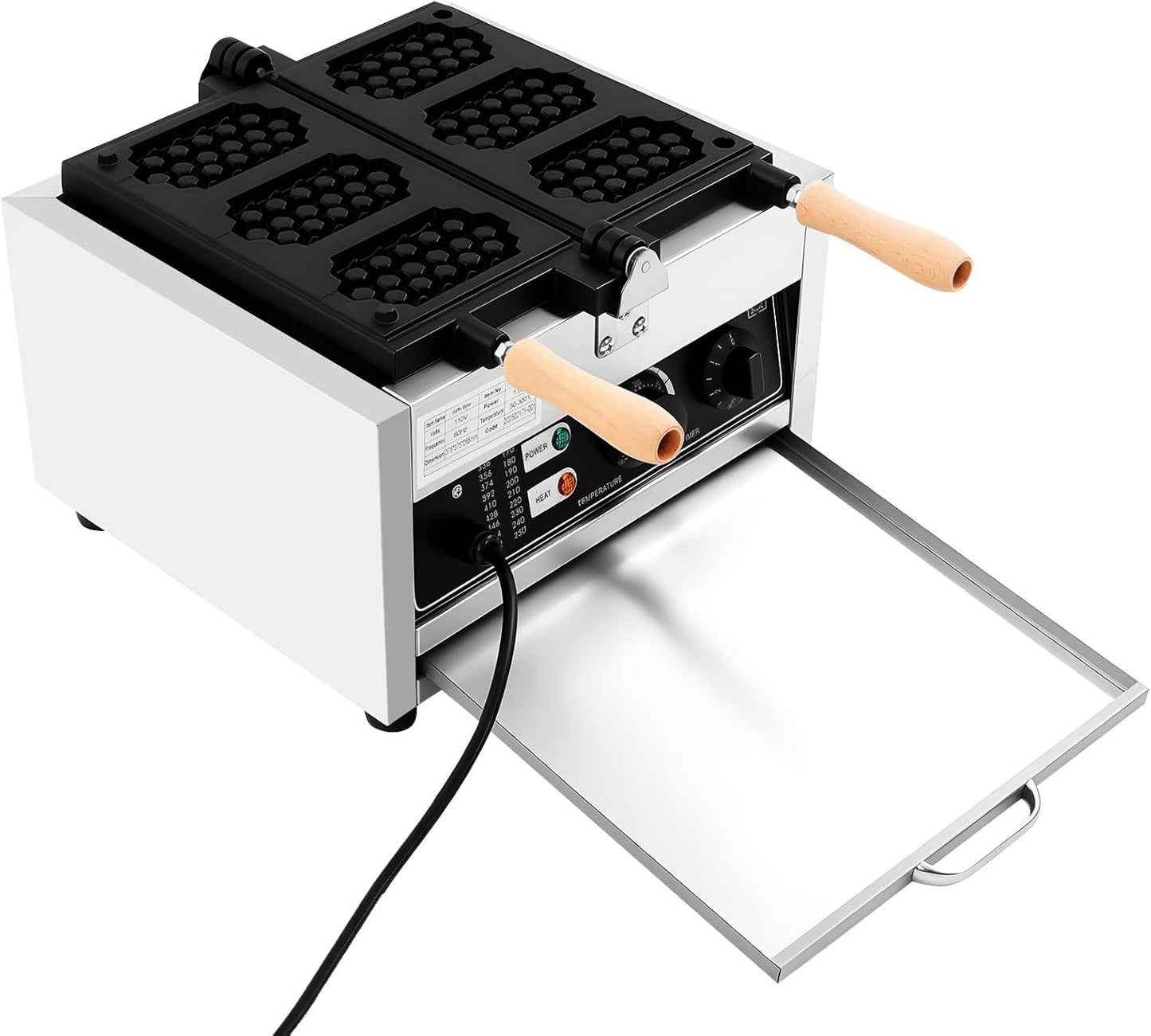 Honeycomb Waffle Pop Maker Machine, 1500W Electric Nonstick Griddle with Timer & Temp Control, Stainless Steel Belgian Pancake Iron for Home Bakeries and Snacks