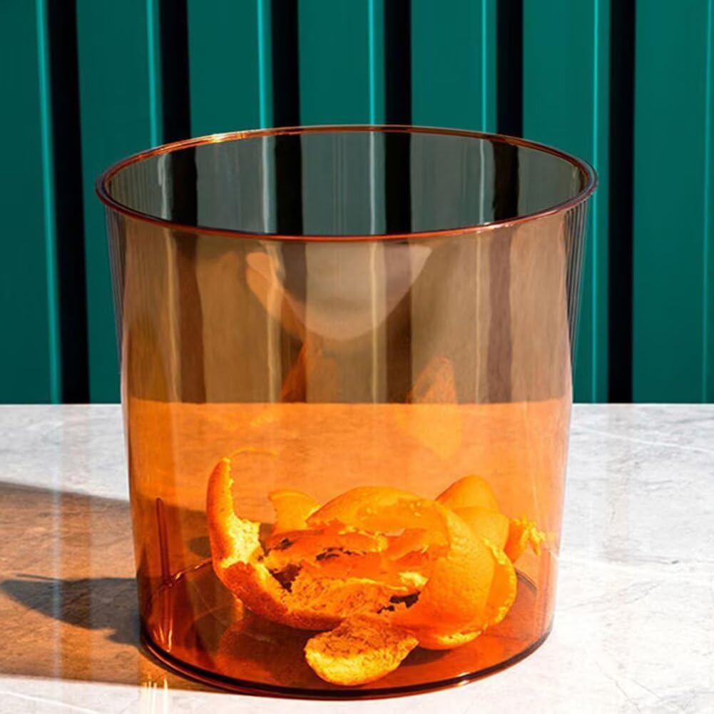 Bathroom Trash Can 6.5 x 5.7 x 6.1 Inch Small Trash Can Plastic Wastebasket Large Capacity Orange Round Garbage Can for Bathroom Bedroom Office Kitchen Dorm Room (S)