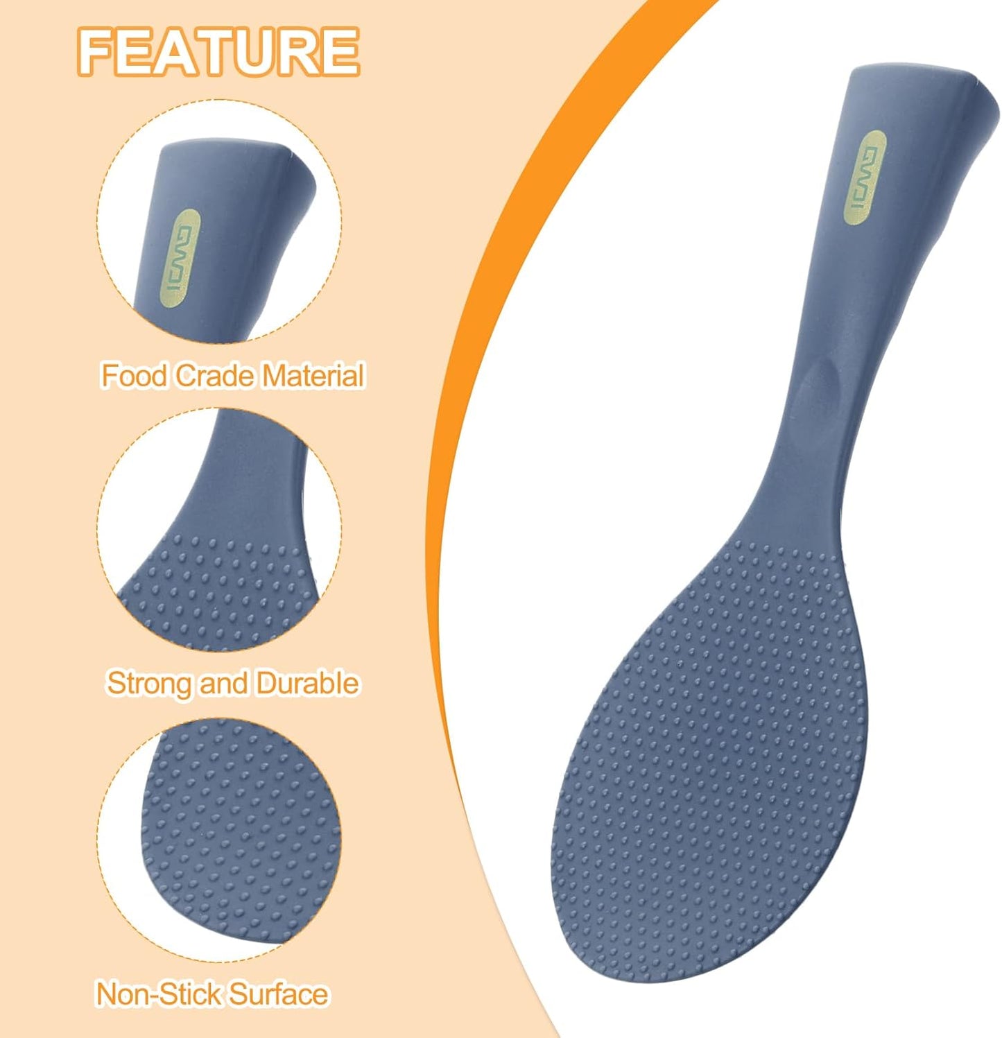 uxcell Silicone Rice Paddle, Silicone Rice Spoon Non Stick Rice Spatula Heat Resistant Rice Cooker Spoon, Grey, Gray