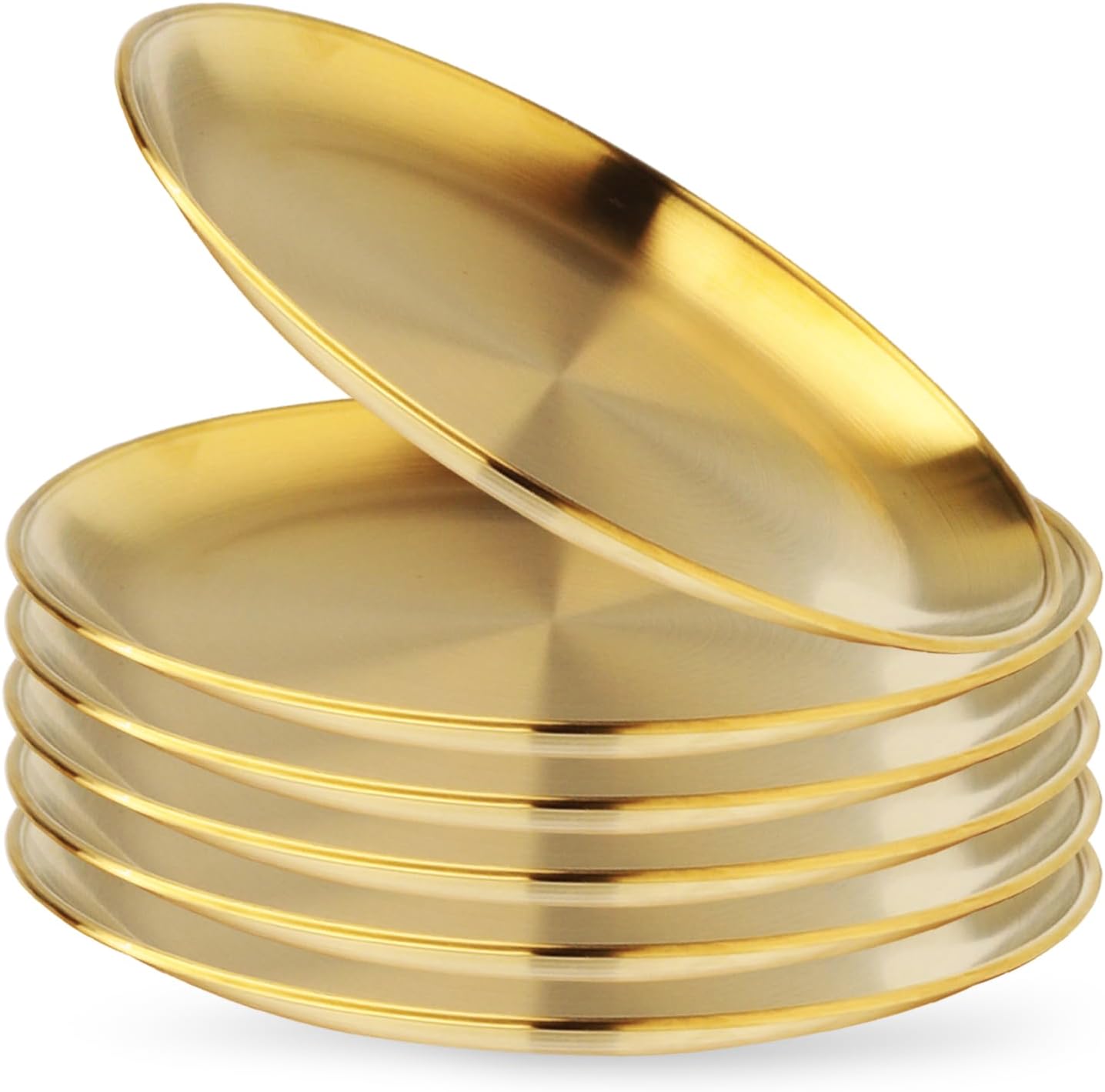 Stainless Steel Plates,6 Pack 304 Stainless Steel Dishes 304 Dinner Dishes,feeding Serving Camping Plates Serving Flat Plate for Kitchen, Outdoor Camping, & Restaurants,Dishwasher-Safe (11.8 Inches)