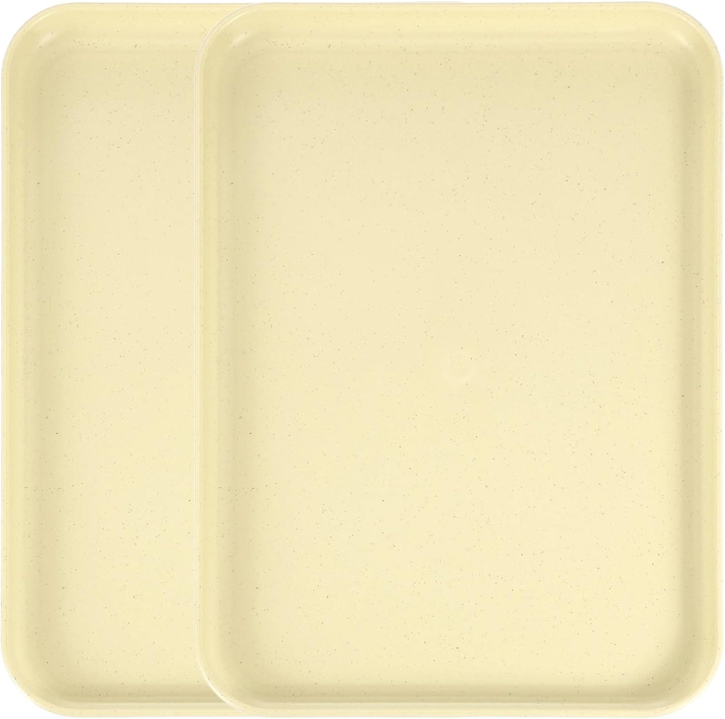 uxcell 2Pcs Plastic Serving Trays, 12.2 x 8.7 Inch Rectangle Food Trays Serving Cafeteria for Kitchen Restaurant Coffee Fruit Burger Lunch Dessert, Light Yellow