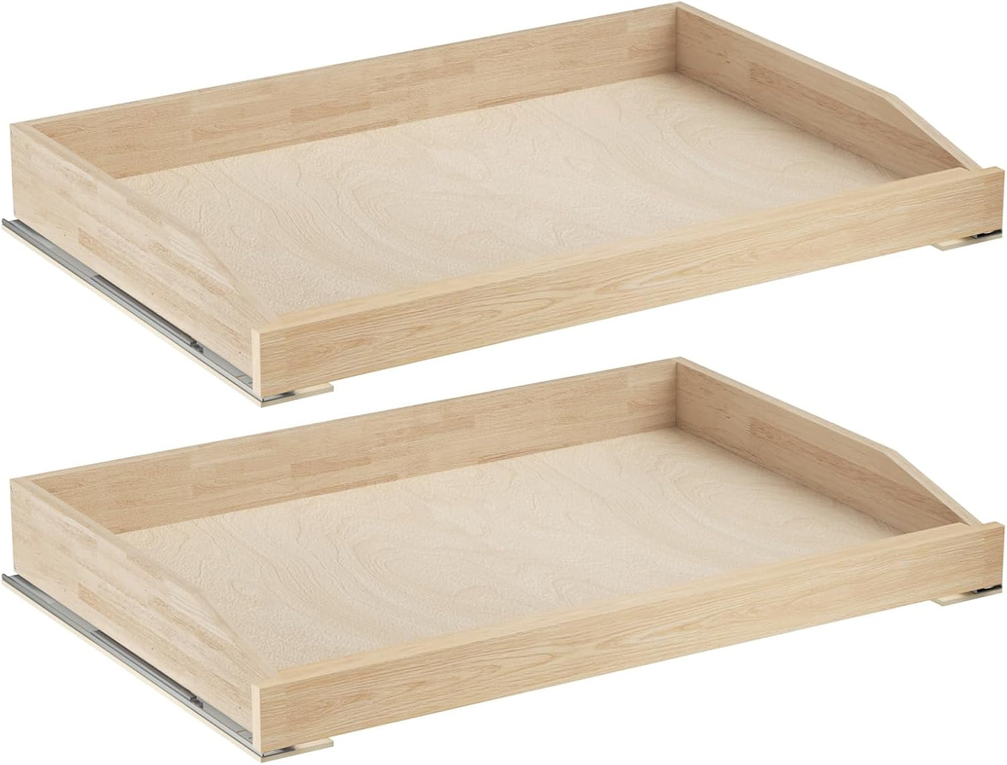 ROOMTEC Soft Close Pull Out Cabinet Organizer 31-1/2" W x 21" D Cabinet Organizer Wood Slide Out Shelves Cabinet Storage and Organizer for Kitchens and Pantry, 2PCS