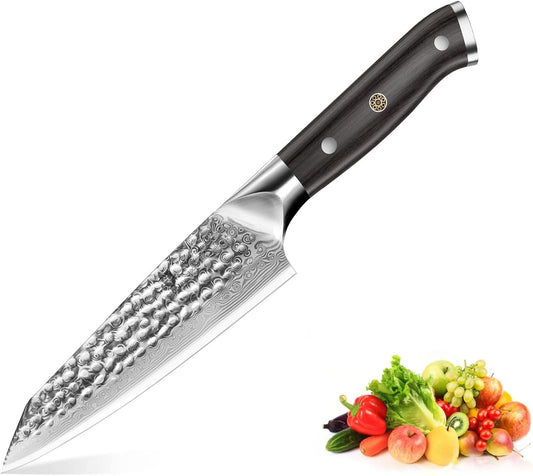 BRODARK Paring Knife, Damascus Utility Knife 5 inch, Japanese VG10 Steel Core Ultra Sharp Peeling Knife with Ebony Handle, Hand Made with Gift Box, Holiday Gifts