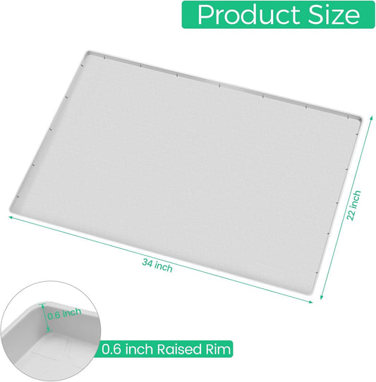 TRZZ Silicone Waterproof Under Sink Mat 34" x 22", Drip Tray and Cabinet Liner for Kitchen and Bathroom, Prevents Water Damage and Organizes Cabinets (Light Grey)
