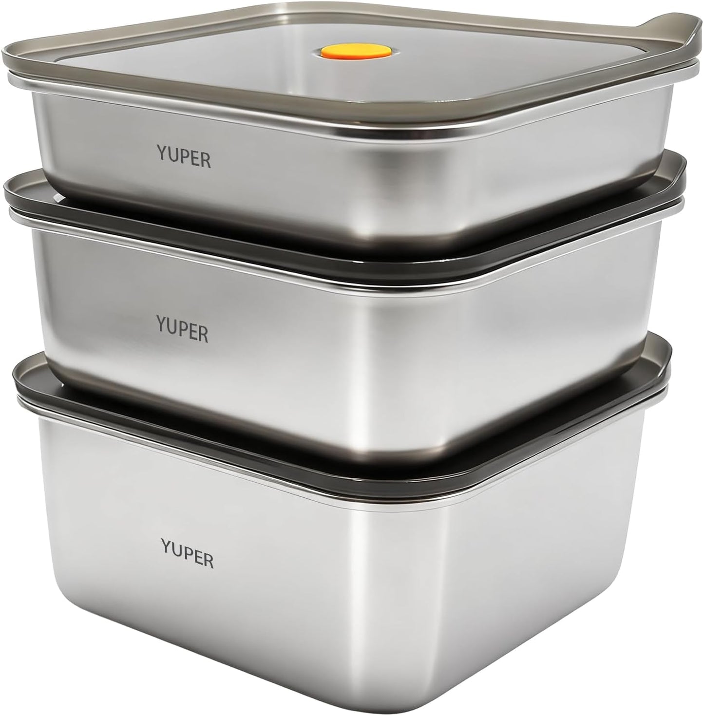 YUPER Stainless Steel Food Storage Containers, Meal Prep Container Sets with Lids, BPA Free, Leak Proof & Airtight, Microwave, Dishwasher, Fridge, Freezer & Oven Safe, 3 Pack (40+67+88OZ)
