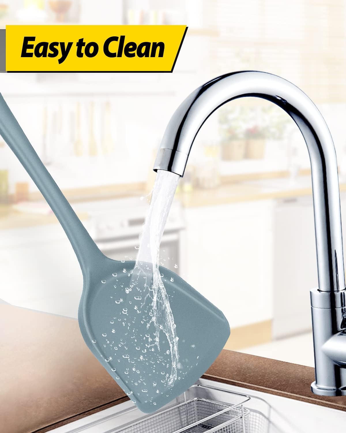 Pack of 2 Silicone Wok Spatula, Non-Stick, Heat Resistant, Easy to Clean and Dishwasher Safe, Seamless Kitchen Utensil for Cooking, Baking, Stir-Fry