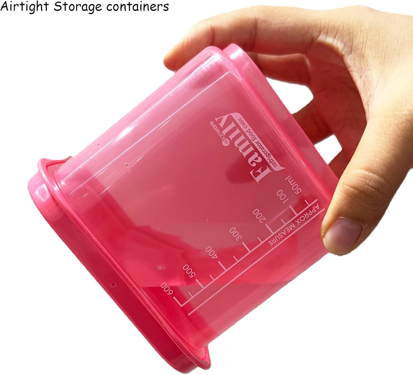 4PCS Family Airtight Food Storage Containers with Lids Set, BPA-Free Food Grade Plastic Stackable Snack Fruit Containers,Leak-proof Kitchen Pantry Organizers for Pasta, Nuts, Dry Goods (Pink)