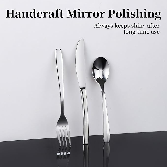 30 Piece Silverware Set,Stainless Steel Flatware Set for 6,18/0 Rust-Proof Cutlery Set with Forks & Spoons,Mirror Polished Dishwasher Safe - Heavy Duty Tableware for Home & Dining