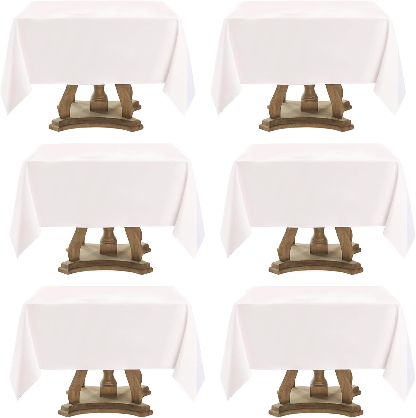 Square Tablecloth 52 x 52 Inch White 6 Pack Tablecloths Stain-Wrinkle Resistant Washable Polyester Table Cloths for Holiday, Buffet Parties, and Weddinge